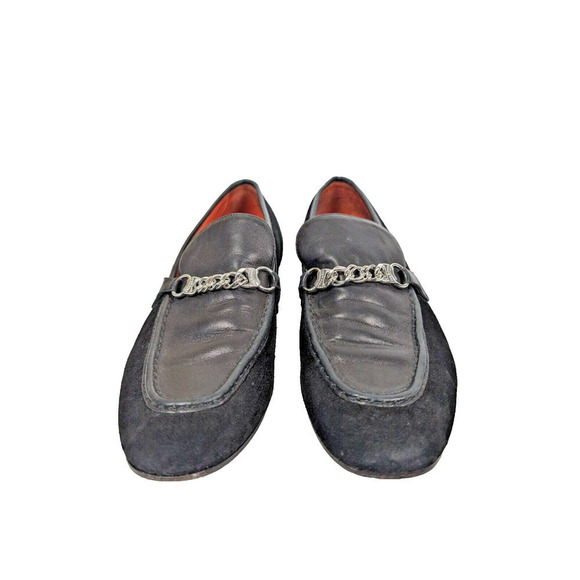 Rag & Bone Cooper Loafer Black Leather Suede Size EU 39.5 US 9.5 Chain Detail - Picture 2 of 13